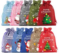 INF Sacs cadeaux de Noël en jute Paquet de 10