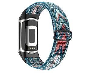 INF Sangles élastiques pour Fitbit Charge 5 Bracelet tressé Bleu/Orange