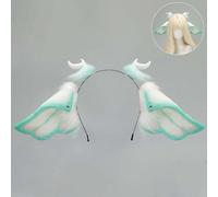 INF Serre-tête Gothique Ange Oreilles de Fée Cosplay Accessoire Cheveux Blanc + herbe