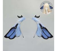 INF Serre-tête Gothique Ange Oreilles de Fée Cosplay Accessoire Cheveux Noir + Bleu