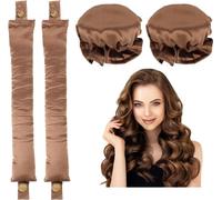 INF Set avec bigoudis et cordon en satin - bouclez vos cheveux pendant la nuit Marron