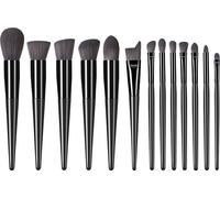 INF Set de 18 pinceaux de maquillage professionnels avec étui à pinceaux noir Noir