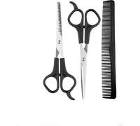 INF Set de coupe de cheveux 3 pièces : Ciseaux de coiffeur en acier inoxydable pour la frange & plus Noir