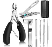 INF Set de pédicure avec coupe-ongles, ciseaux à ongles, lime à ongles noir