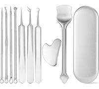 INF Set d'outils cosmétiques en acier inoxydable 10 pièces pour les soins de la peau