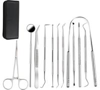 INF Set d'outils d'hygiène dentaire en acier inoxydable - 11 pièces