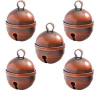 INF Set of 5 Collar Bells for Pets Bronze Copper Pendants Red