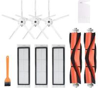INF Spare Parts Set for Mi Roborock S6/ S5/ E2/ E35 Robotic Vacuumer 10 pieces, 3 × 5-arm side brush, 3 × filter, 2 × roller brush, 1 × yellow brush, 1 × PE bag
