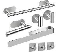INF Square towel holder set - 8 pieces bathroom accessories set Silver
