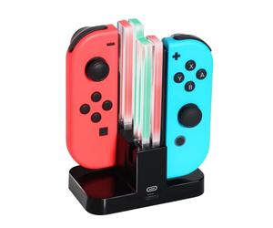 INF Station de Charge pour Nintendo Switch avec indicateur LED, Chargeur Joy-Con 4 en 1 avec câble de Charge USB C, Noir