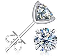 Inf.Story Boucles d'oreilles à tige en moissanite, 0,6 ct-2 carats, couleur D brillant, diamant cultivé en laboratoire, plaqué or blanc 18 carats, argent sterling 925 avec fermoirs à friction pour