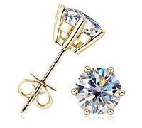 Inf.Story Boucles d'oreilles à tige en moissanite pour femme ou homme, couleur D brillant, diamant cultivé en laboratoire, argent sterling plaqué or 18 carats, boucles d'oreilles classiques en