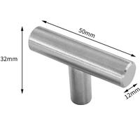 INF T-Bar handles in brushed silver (2 pcs) - single hole cabinet hardware