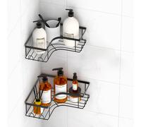 INF Tablette de douche et porte-savon autocollants - set de 3 pièces noir