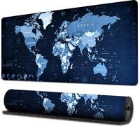 INF Tapis de souris avec carte du monde - antidérapant, bord cousu L