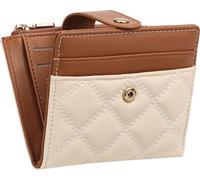 INF Thin double folded wallet with RFID protection for women, petit portefeuille compact en cuir véritable