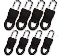 INF Tirettes pour glissières de fermeture éclair, paquet de 8 Le noir L