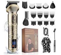 INF Tondeuse à barbe 6 en 1, tondeuse de précision pour le nez, moteur puissant IPX4, affichage de puissance LED à faible bruit, 6 têtes de coupe, Bronze