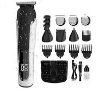 INF Tondeuse à cheveux 5-en-1 étanche, sans fil et polyvalente, Lame sûre et tranchante, Sans danger pour la peau et les cheveux, Chargement USB pratique, Avec écran LED