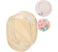 INF Trousse de maquillage PVC avec clochette et pompon - Rangement pratique Transparent