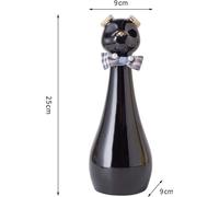 INF Urne Funéraire Céramique pour Animaux de Compagnie avec Nœud Papillon - Souvenir Éternel Le noir