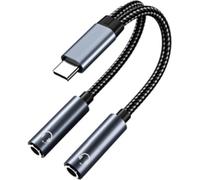 INF USB-C vers câble adaptateur audio double 3,5 mm noir