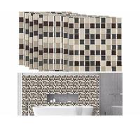 Infactory 10 dalles murales adhésives - 26 x 26 cm - Mosaïque Brun/beige