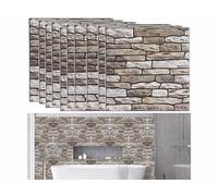 Infactory 10 dalles murales adhésives - 30 x 30 cm - Mur en pierres de rivière