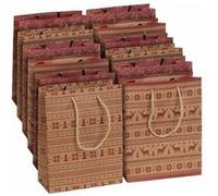 Infactory : 12 sacs cadeaux en papier kraft avec motif de Noël 23 x 18 x 8 cm G