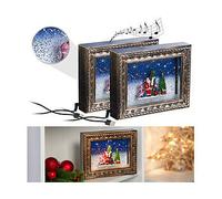 Infactory 2 cadres décoratifs de Noël "Cadeaux" avec LED, musique et neige