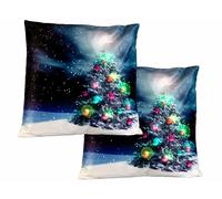 Infactory 2 coussins lumineux décoratifs "Sapin de Noël" - 40 x 40 cm
