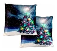 Infactory : 2 coussins lumineux décoratifs Sapin de Noël - 40 x 40 cm