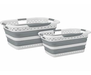 Infactory 2 paniers à linge pliables 28 et 40 L