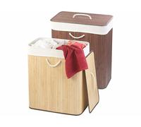 Infactory : 2 paniers à linge pliables en bambou avec couvercle et sac à linge G