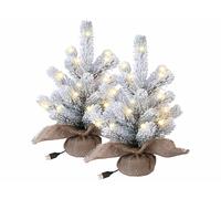 Infactory 2 sapins de Noël artificiels enneigés USB à LED - 26 cm