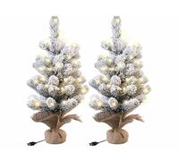 Infactory 2 sapins de Noël USB artificiels enneigés 50 LED - 56 cm