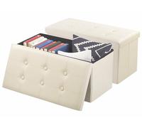 Infactory 2 sièges pliables aspect cuir avec coffre de rangement 80 L - Beige