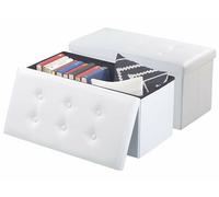 Infactory 2 sièges pliables aspect cuir avec coffre de rangement 80 L - Blanc