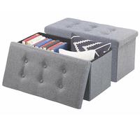 Infactory 2 sièges pliables en tissu avec coffre de rangement 80 L - Gris