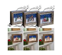 Infactory 3 cadres décoratifs de Noël avec LED, musique et neige