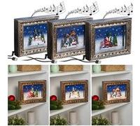 3 cadres décoratifs de Noël avec LED, musique et neige Infactory
