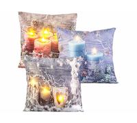 Infactory 3 coussins déco de Noël à LED, fonctionnement à piles, 45 x 45 cm