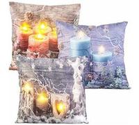 Infactory : 3 coussins déco de Noël à LED, fonctionnement à piles, 45 x 45 cm