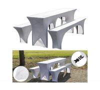 Infactory 3 housses extensibles pour table et bancs - coloris blanc