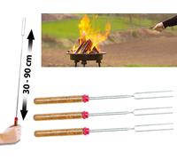 Infactory 3 pics à grillades télescopiques avec manche en bois