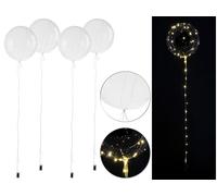 infactory Pack de 4 Ballons Transparents Ø env. 20 cm avec Guirlande à 40 LED -Blanc Chaud