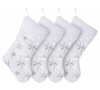 Infactory 4 chaussettes de Noël à suspendre - étoiles argentées