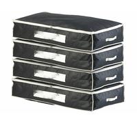 Infactory 4 housses de rangement 86 L pour dessous de lit avec fenêtre transparente - Noir