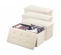 Infactory 4 sièges pliables aspect cuir avec coffre de rangement 80 L - Beige