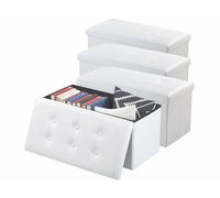 Infactory 4 sièges pliables aspect cuir avec coffre de rangement 80 L - Blanc